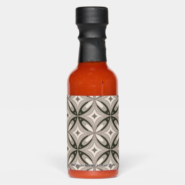 Beige and Brown Retro circular shapes Hot Sauces (Front)