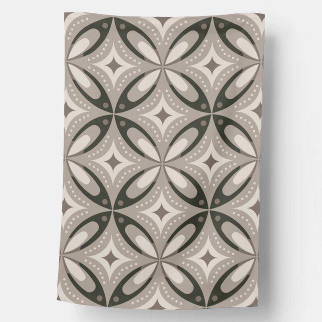 Beige and Brown Retro circular shapes House Flag (Front)