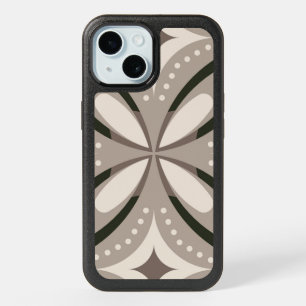 Beige and Brown Retro circular shapes iPhone 15 Case