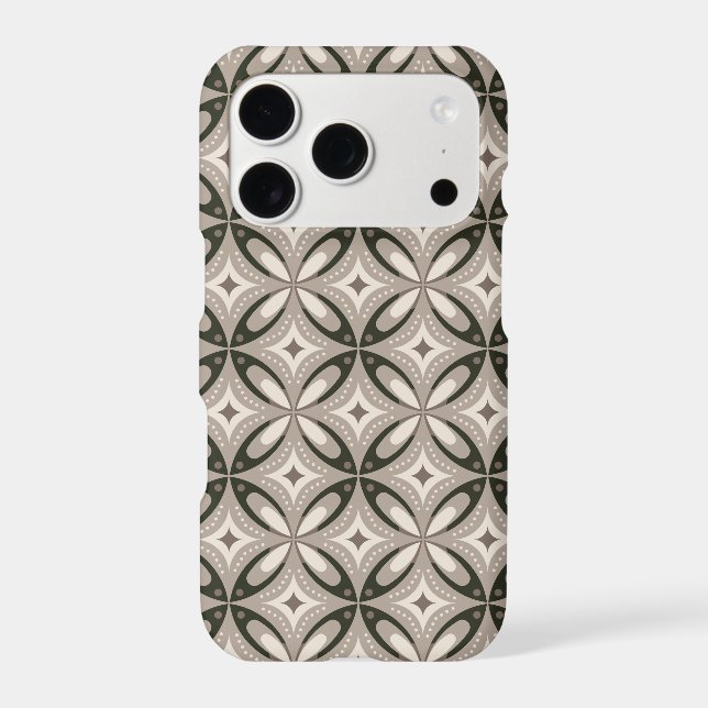 Beige and Brown Retro circular shapes Iphone Case (Back)