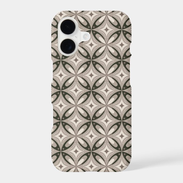 Beige and Brown Retro circular shapes iPhone Case (Back)