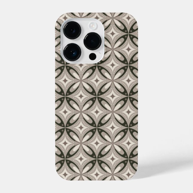 Beige and Brown Retro circular shapes iPhone Case (Back)