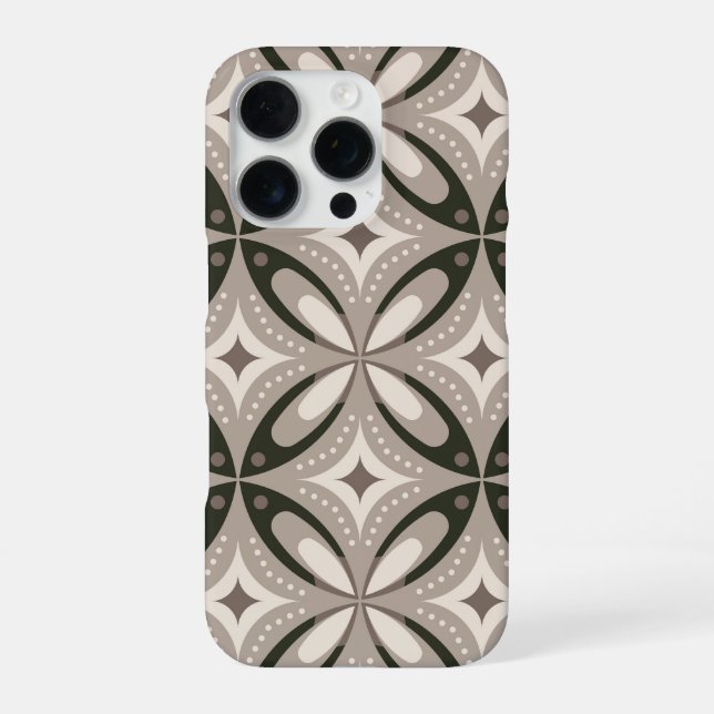 Beige and Brown Retro circular shapes iPhone Case (Back)