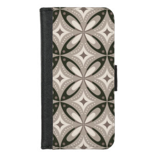 Beige and Brown Retro circular shapes iPhone 8/7 Wallet Case