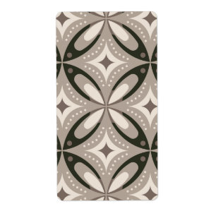 Beige and Brown Retro circular shapes Label