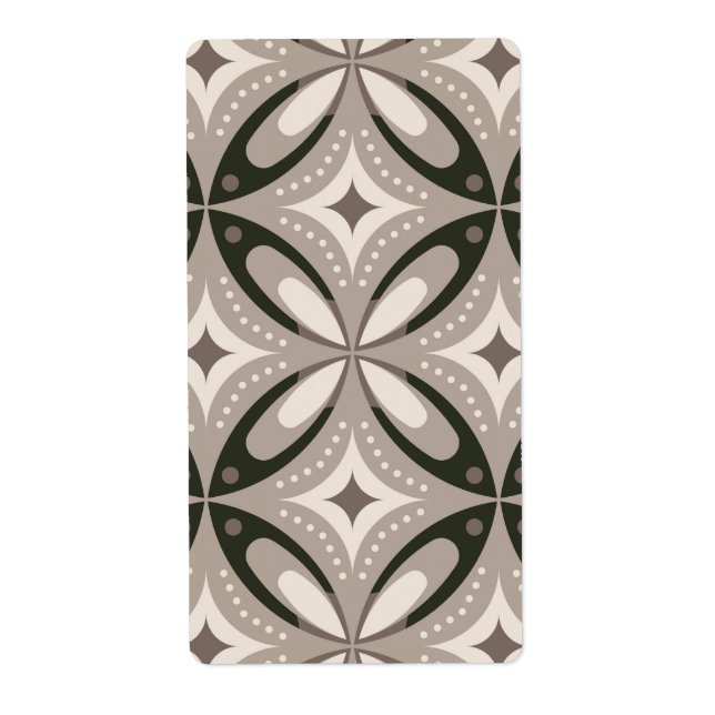 Beige and Brown Retro circular shapes Label (Front)