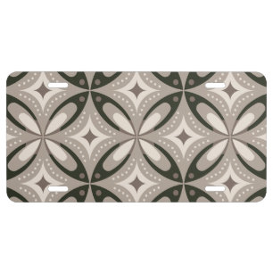Beige and Brown Retro circular shapes License Plate