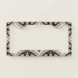 Beige and Brown Retro circular shapes License Plate Frame