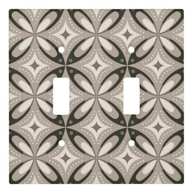Beige and Brown Retro circular shapes Light Switch Cover (Front)