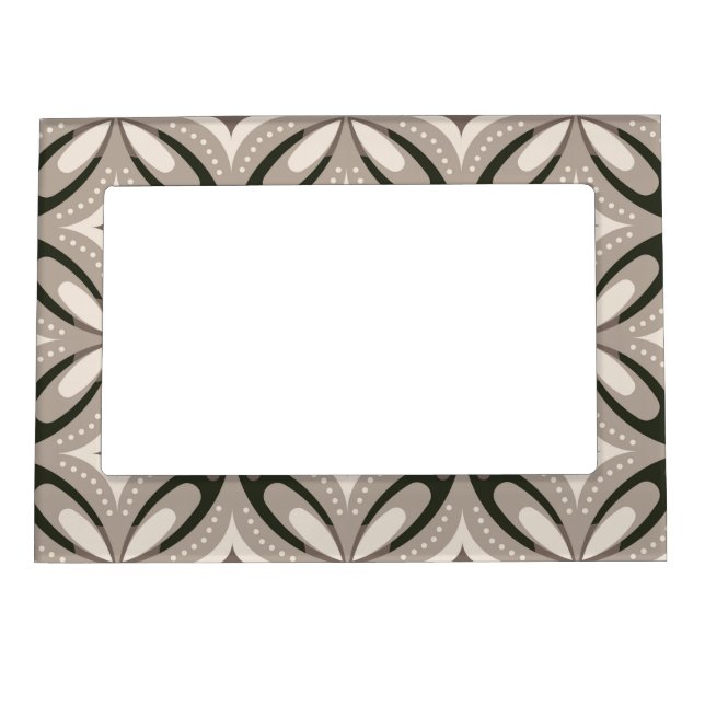 Beige and Brown Retro circular shapes Magnetic Frame (Front)