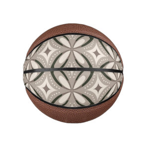 Beige and Brown Retro circular shapes Mini Basketball