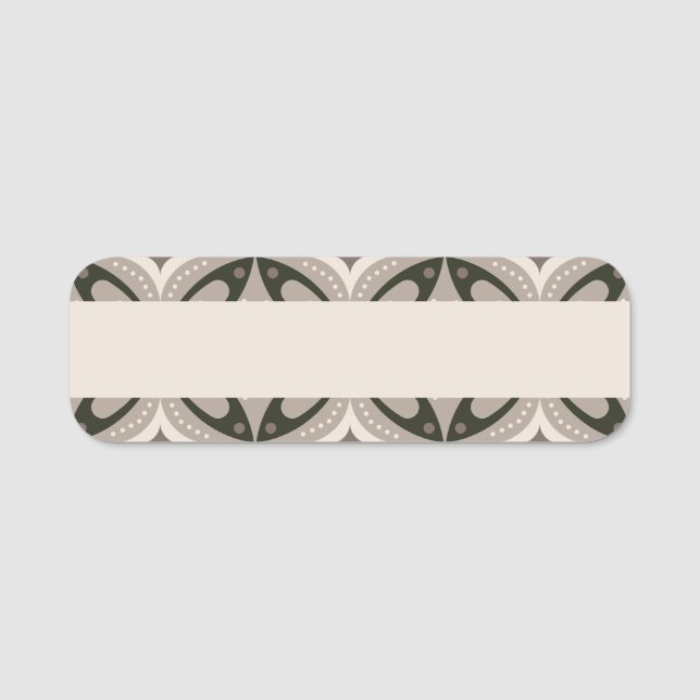 Beige and Brown Retro circular shapes Name Tag (Front)