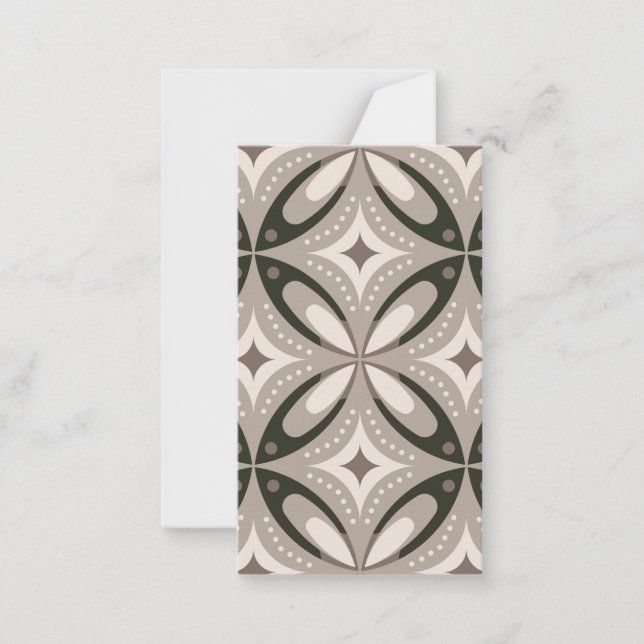 Beige and Brown Retro circular shapes Note Card (Front)