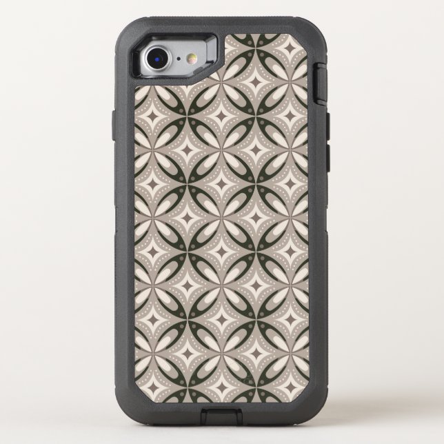 Beige and Brown Retro circular shapes Otterbox iPhone Case (Back)