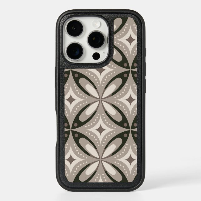 Beige and Brown Retro circular shapes Otterbox iPhone Case (Back)
