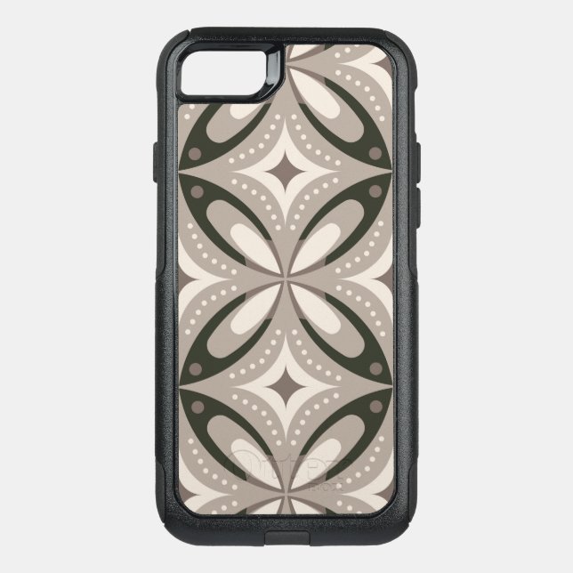 Beige and Brown Retro circular shapes Otterbox iPhone Case (Back)