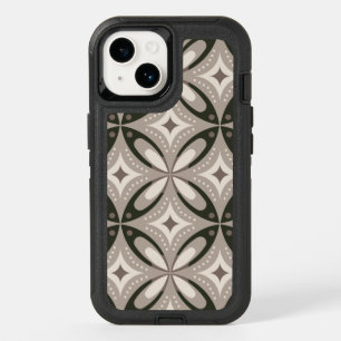 Beige and Brown Retro circular shapes OtterBox iPhone 14 Case