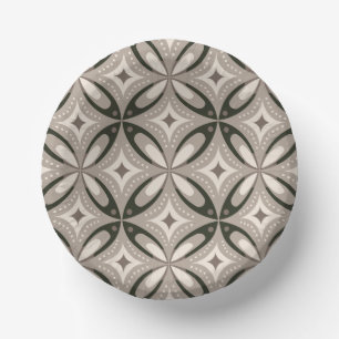 Beige and Brown Retro circular shapes Paper Bowls