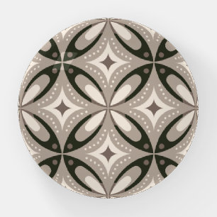 Beige and Brown Retro circular shapes Paperweight