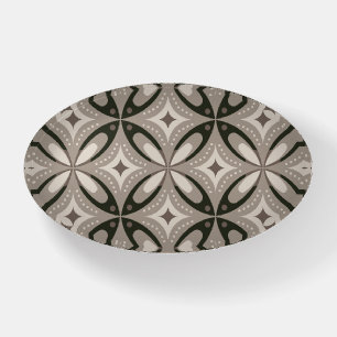 Beige and Brown Retro circular shapes Paperweight