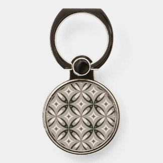 Beige and Brown Retro circular shapes Phone Ring Stand