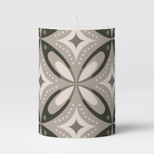 Beige and Brown Retro circular shapes Pillar Candle