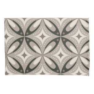 Beige and Brown Retro circular shapes Pillow Case