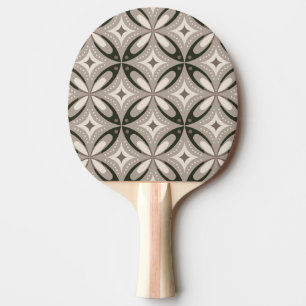 Beige and Brown Retro circular shapes Ping Pong Paddle