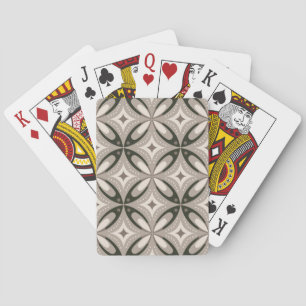 Beige and Brown Retro circular shapes Poker Cards