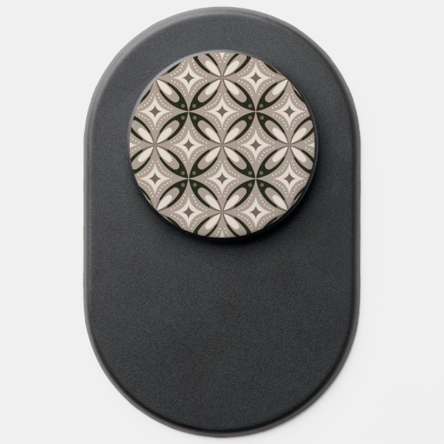 Beige and Brown Retro circular shapes PopSocket (Popsocket)