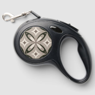 Beige and Brown Retro circular shapes Retractable Pet Leash