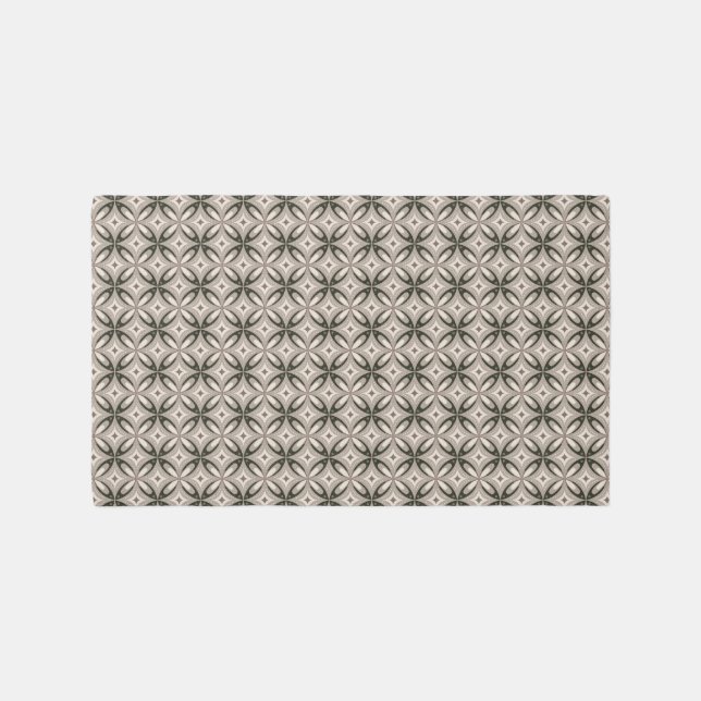 Beige and Brown Retro circular shapes Rug (Front)