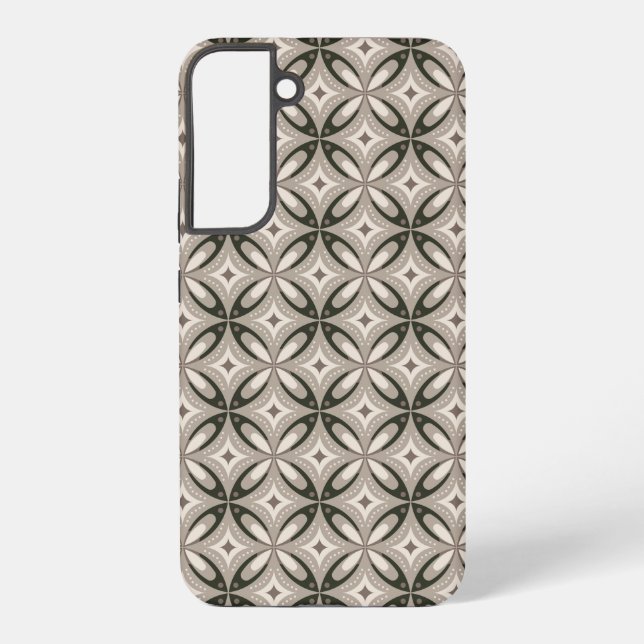 Beige and Brown Retro circular shapes Samsung Galaxy Case (Back)