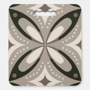 Beige and Brown Retro circular shapes Seat Cushion