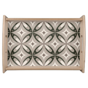 Beige and Brown Retro circular shapes Serving Tray