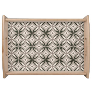 Beige and Brown Retro circular shapes Serving Tray