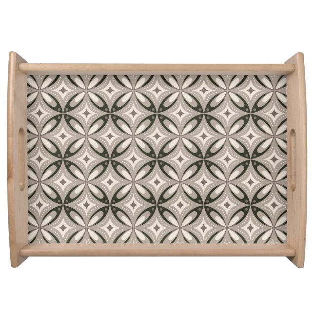 Beige and Brown Retro circular shapes Serving Tray (Front)