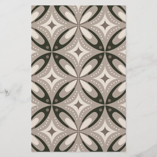 Beige and Brown Retro circular shapes Stationery (Front)