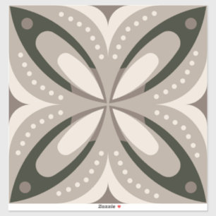 Beige and Brown Retro circular shapes Sticker