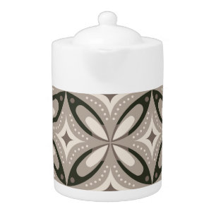 Beige and Brown Retro circular shapes Teapot