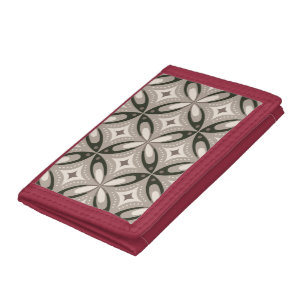 Beige and Brown Retro circular shapes Tri-fold Wallet
