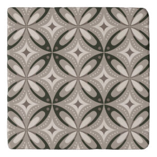 Beige and Brown Retro circular shapes Trivet