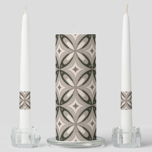 Beige and Brown Retro circular shapes Unity Candle Set