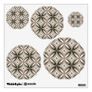 Beige and Brown Retro circular shapes Wall Decal