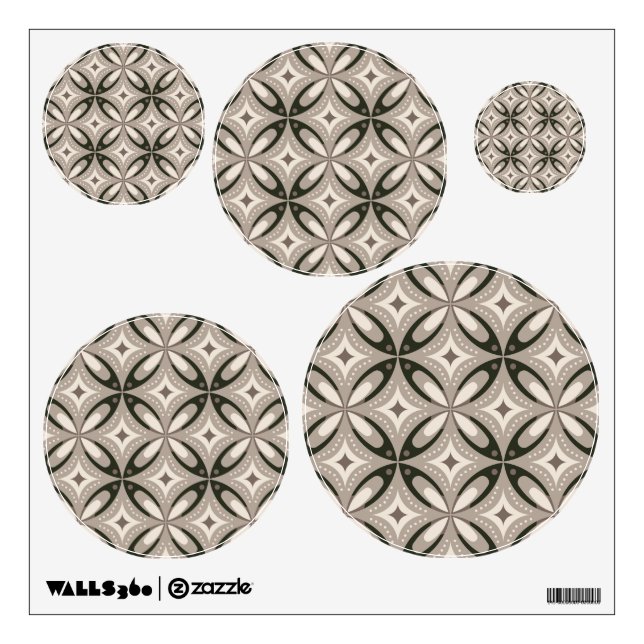 Beige and Brown Retro circular shapes Wall Decal (Front)