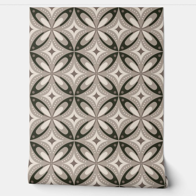 Beige and Brown Retro circular shapes Wallpaper (Unrolling)