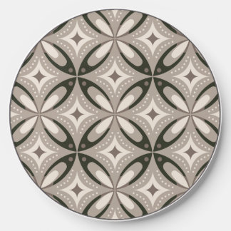 Beige and Brown Retro circular shapes Wireless Charger