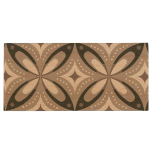 Beige and Brown Retro circular shapes Wood Flash Drive