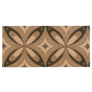 Beige and Brown Retro circular shapes Wood Flash Drive