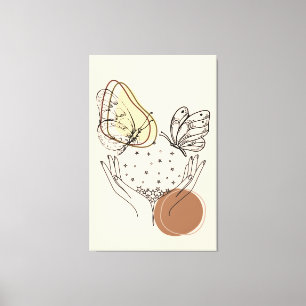 Beige and Brown Simple Butterfly Canvas Print